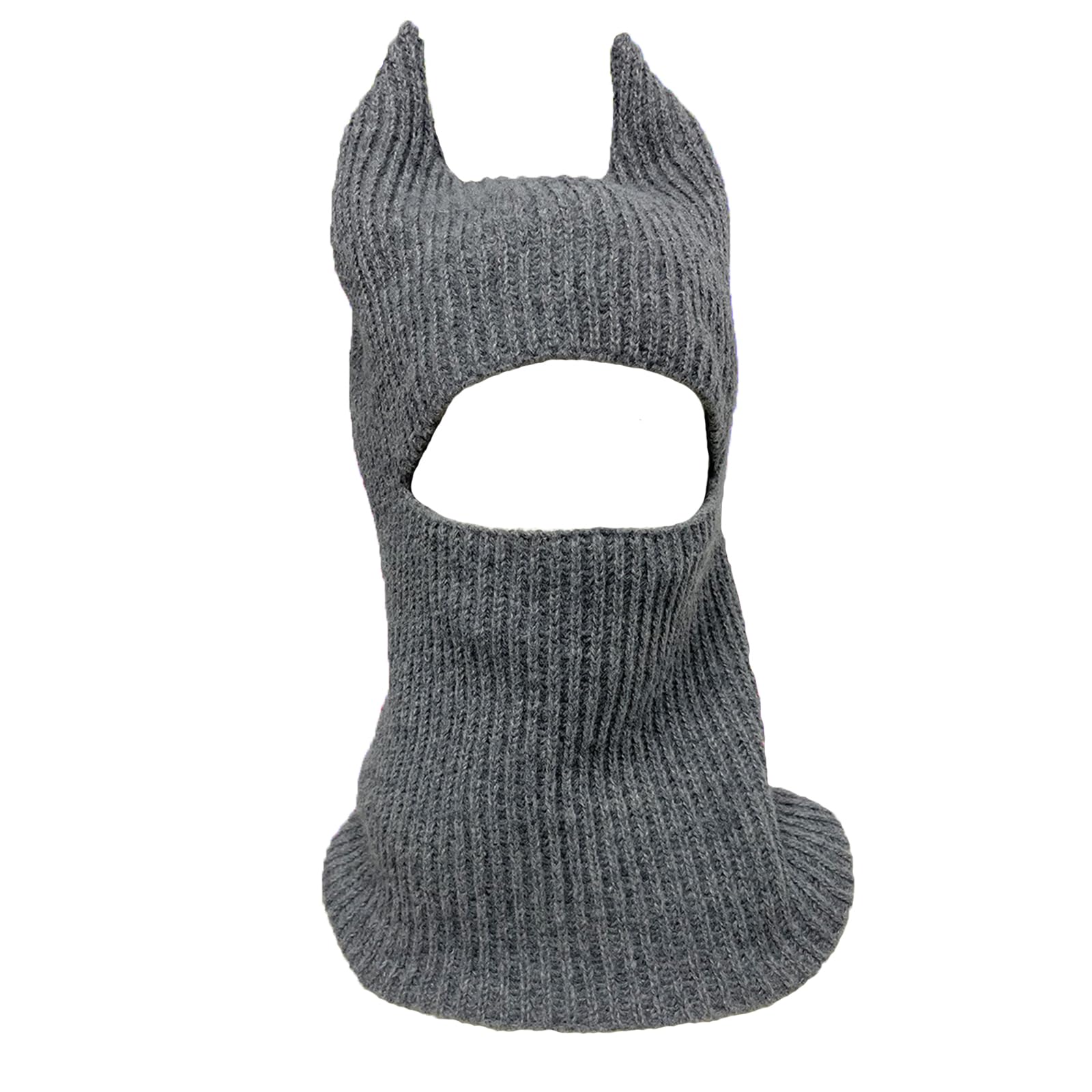 Knitted Balaclava Ski Mask with Devil Horns Thermal Full Face Cover for Winter Outdoor Sports