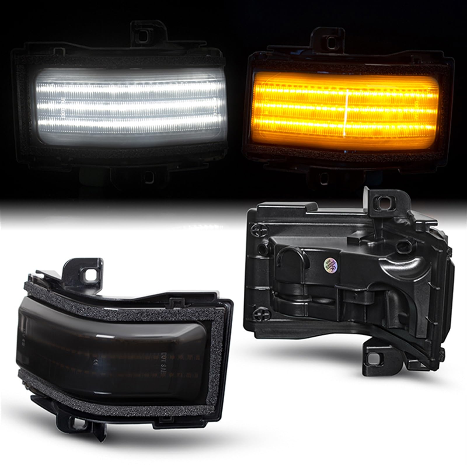 2 szt. Światło do pakowania z dynamicznym bursztynowym lustrzanym kierunkowskazem płynąca woda migacz, dla Forda, F250/F350/F45 Super Duty Światło kierunkowskazu samochodowego(Dynamic Clear ca