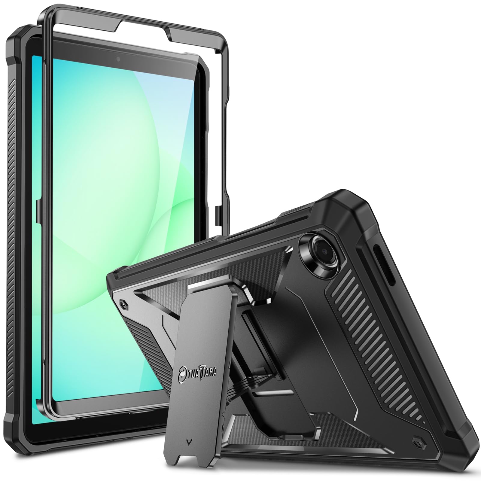 Fintie Hülle für Samsung Galaxy Tab A11/Tab A9 8,7 Zoll 2025/2023, Ganzkörper-Rugged Hybrid Stand Tablet Schutzhülle mit eingebauter Schutzfolie, Schwarz