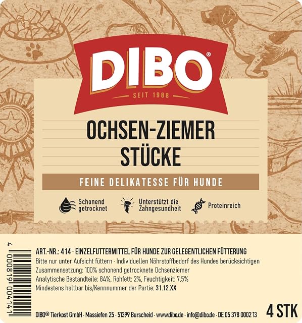 Foto 4 de 5 de DIBO Trozos de Buey, 12 cm, 4 Unidades, el pequeño Aperitivo Natural o golosina para morder