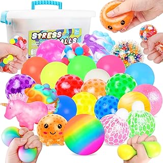 30Pack Stress Balls for Kids and Adults: Squishy Ball Fidget Toys，Squishy Toys, Squishy Squeeze Balls Bulk，Goodie Bag Stuffers, Sensory Toys for Autistic Children, Party Favors