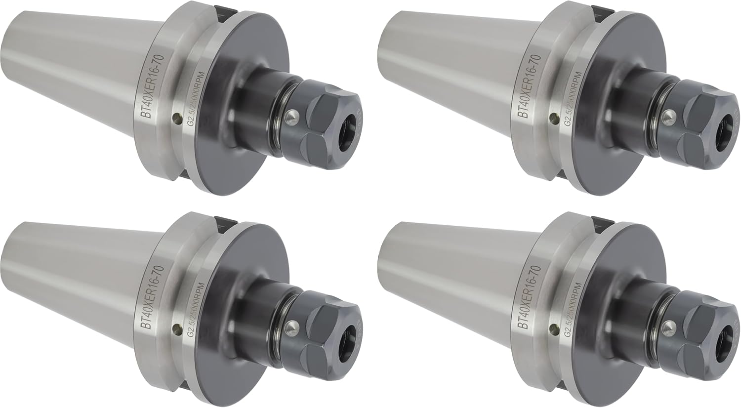 4 pcs BT 40 Taper ER-16 Collet Chuck Tool Holder, 2.76 Projection, Balanced to G2.5 at 25,000 RPM