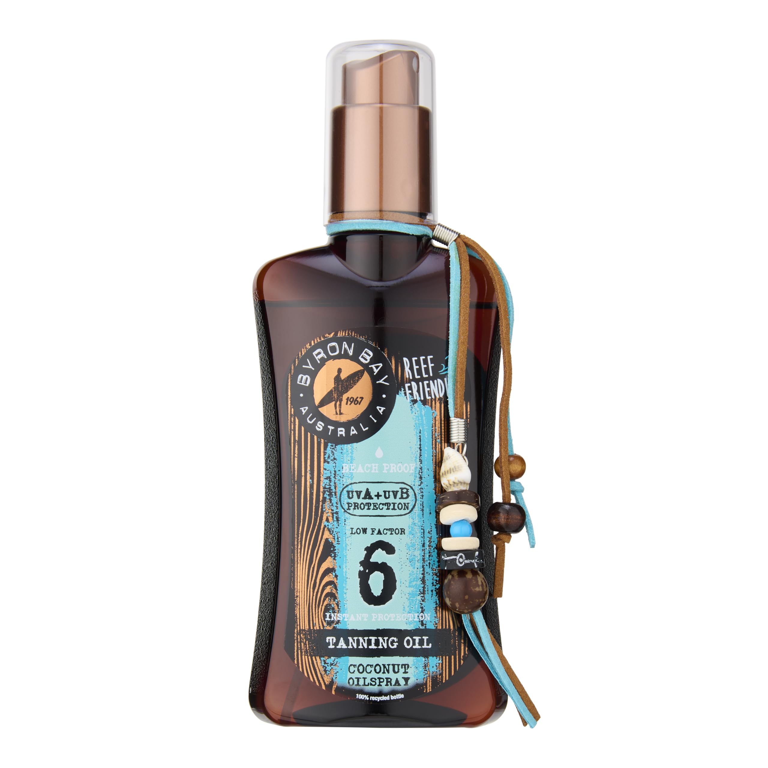 Byron Bay AustraliaFast Bronzing Tanning Oil SPF 6 Spray - UVA & UVB Instant Protection, Non-Greasy, with Vitamin E & Aloe Vera, Coconut Scent - 200ml