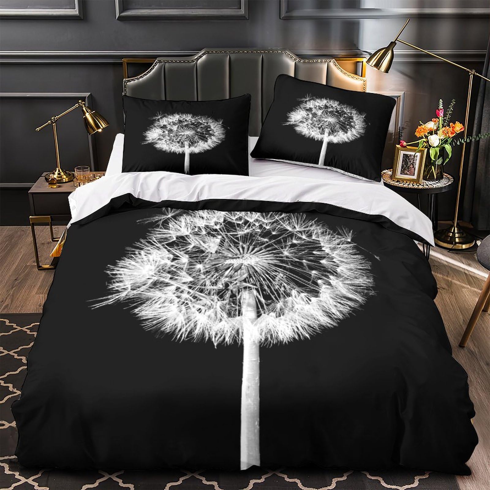 Housse de couette pissenlit hypoallergénique microfibre 3D