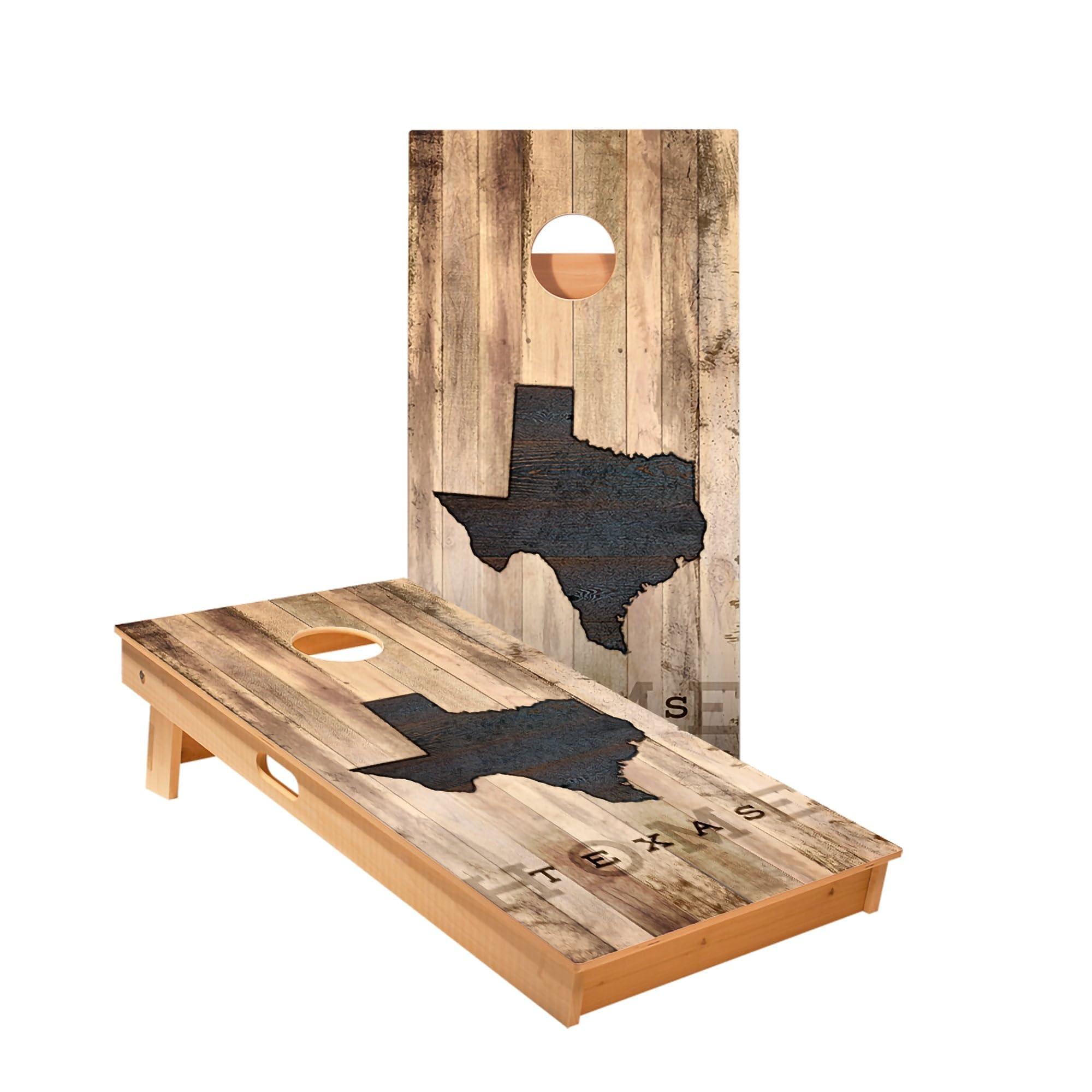 Skip's Garage Texas Rustic Cornhole Boards - Includes (2) Boards (Resin Bags) + (1) Case & (2) Edge Lights