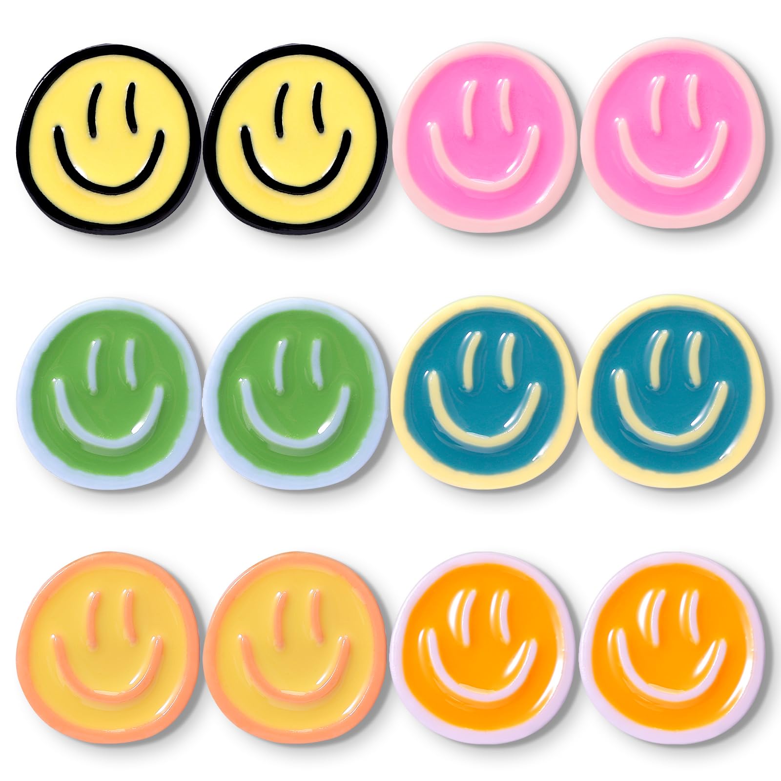 Senbowe 12PCS Strong Fridge Magnets, Colorful Refrigerator Magnets for Whiteboard Cabinet Locker, Cute Resin Smiley Face Decorative Magnets for Classroom Kitchen Office Cabinets and Dishwasher