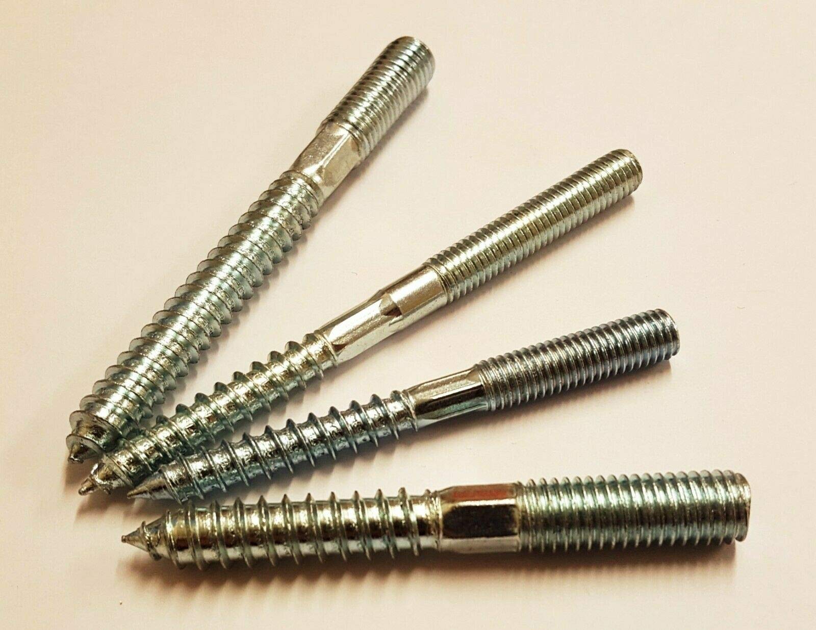 M8 M10 Double Ended Metal to Wood Screw Dowel Screws Dowels Zinc Various Length (30, M10 x 120mm)