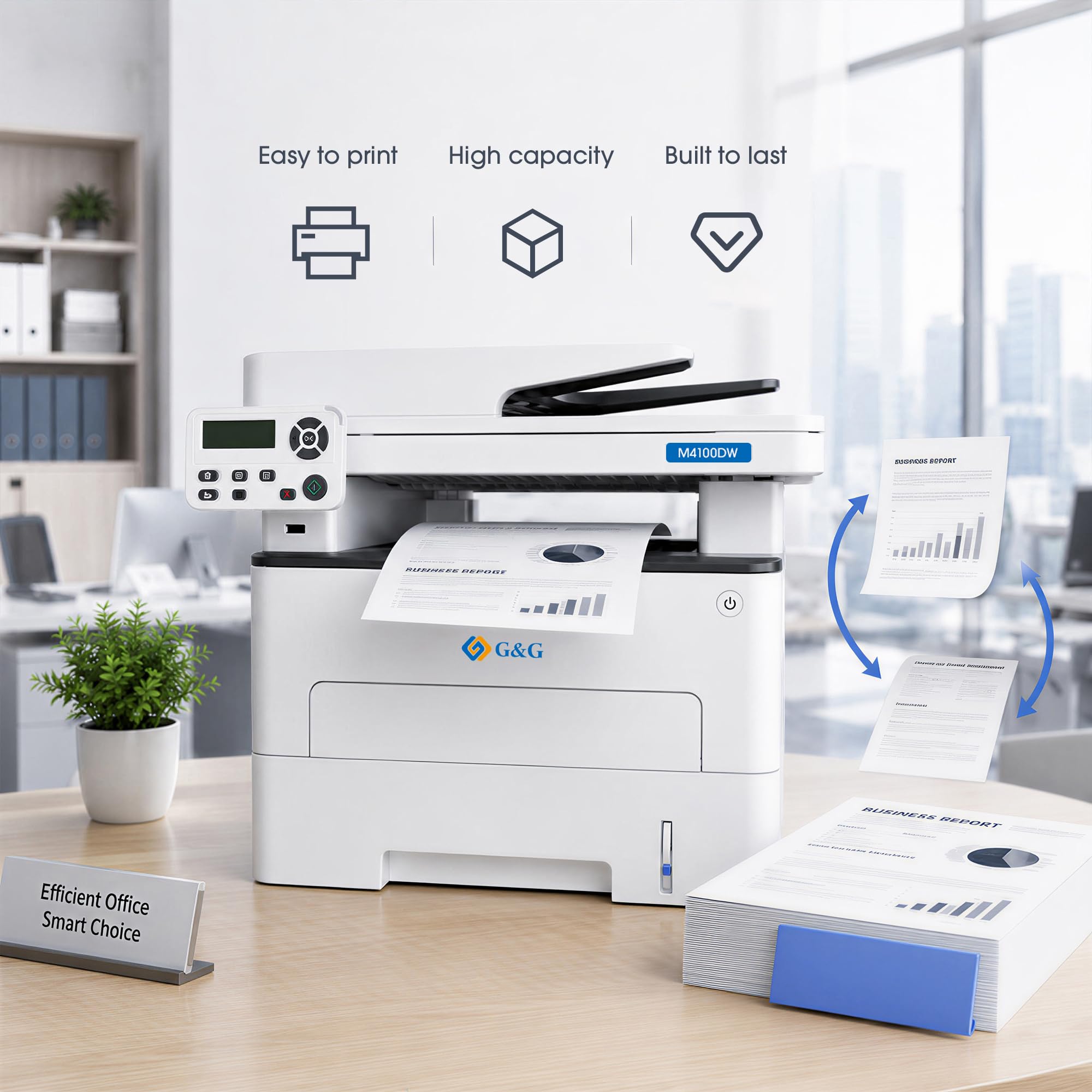 G&G M4100DW stampante laser, scanner fotocopiatrice multifunzione laser, Wi-Fi nero e bianco, stampante laser duplex,33 – 35 ppm