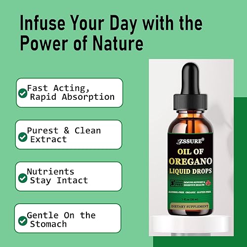 Miniatura 2 de Paquete de 2 gotas de aceite de orégano, aceite orgánico de orégano líquido con vitamina E, suplementos herbales de alta absorción para apoyo