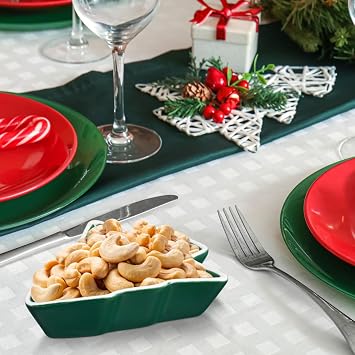 UPKOCH 2PCS Green Tree Shaped Plates, Christmas Tree Bowl: Ceramic Appetizer Trays, Candy Serving Platters, Snack Dishes for Holiday Party,Daily Use