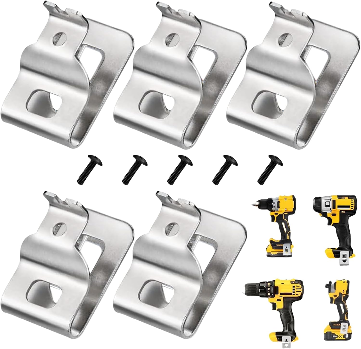 N268241 N086039 Belt Clips for 20V Power Tools, Compatible with, DCD980, DCD985, DCD980L2, DCD985L2,Includes Free Screws and Stainless Steel Drill Tool Hooks 5 PCS