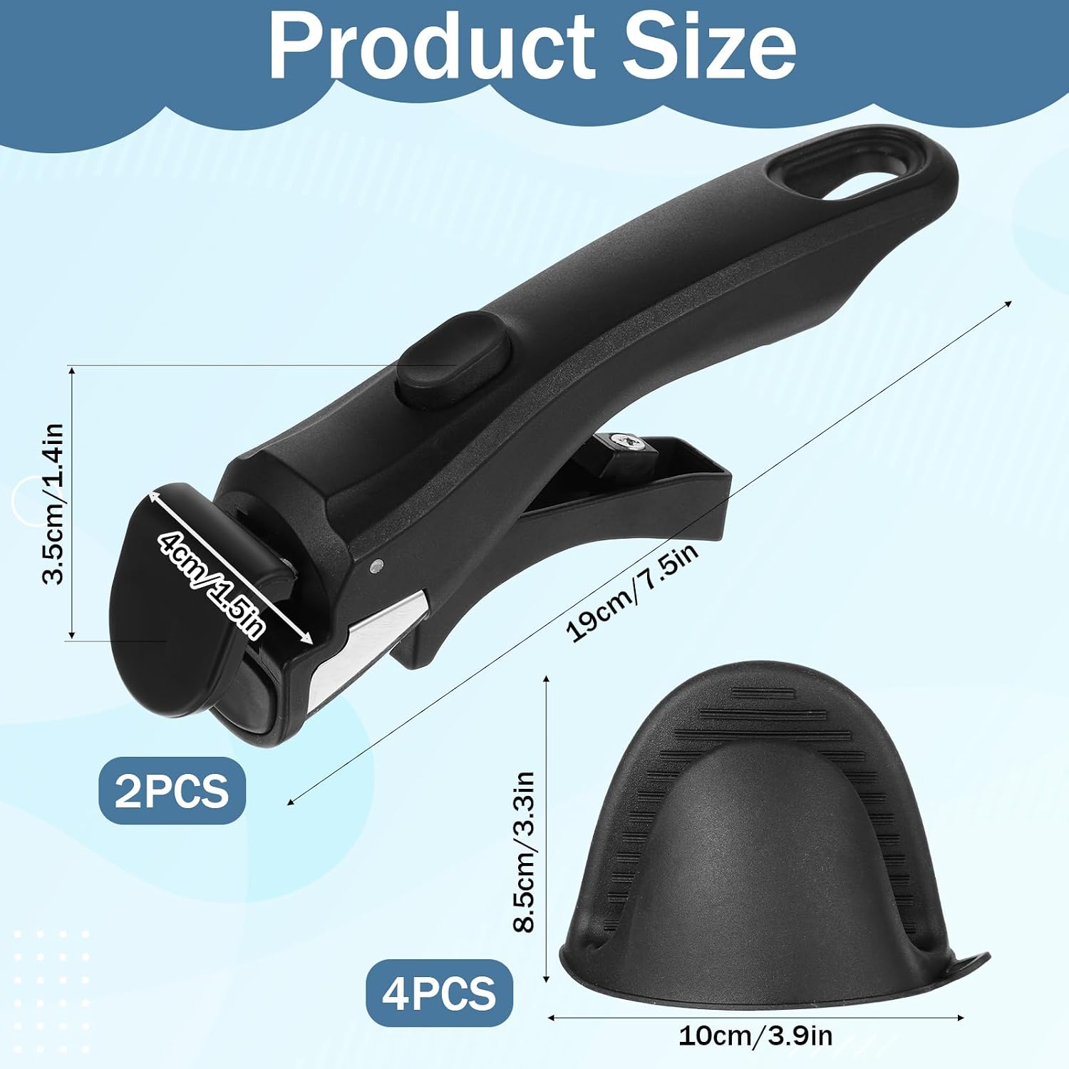 Removable Handle, Detachable Pot Handle With Silicone Oven Mitts, Universal Pan Handles, Replacement Handles For Pots And Pans, Heat Resistant, Fits All Cookware, Black