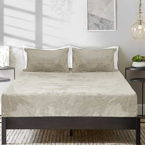 Miniatura 1 de Marquess Sábana bajera de forro polar ultrasuave y acogedora con bolsillos extra profundos, calidez acogedora de felpa, 1 sábana bajera de forro