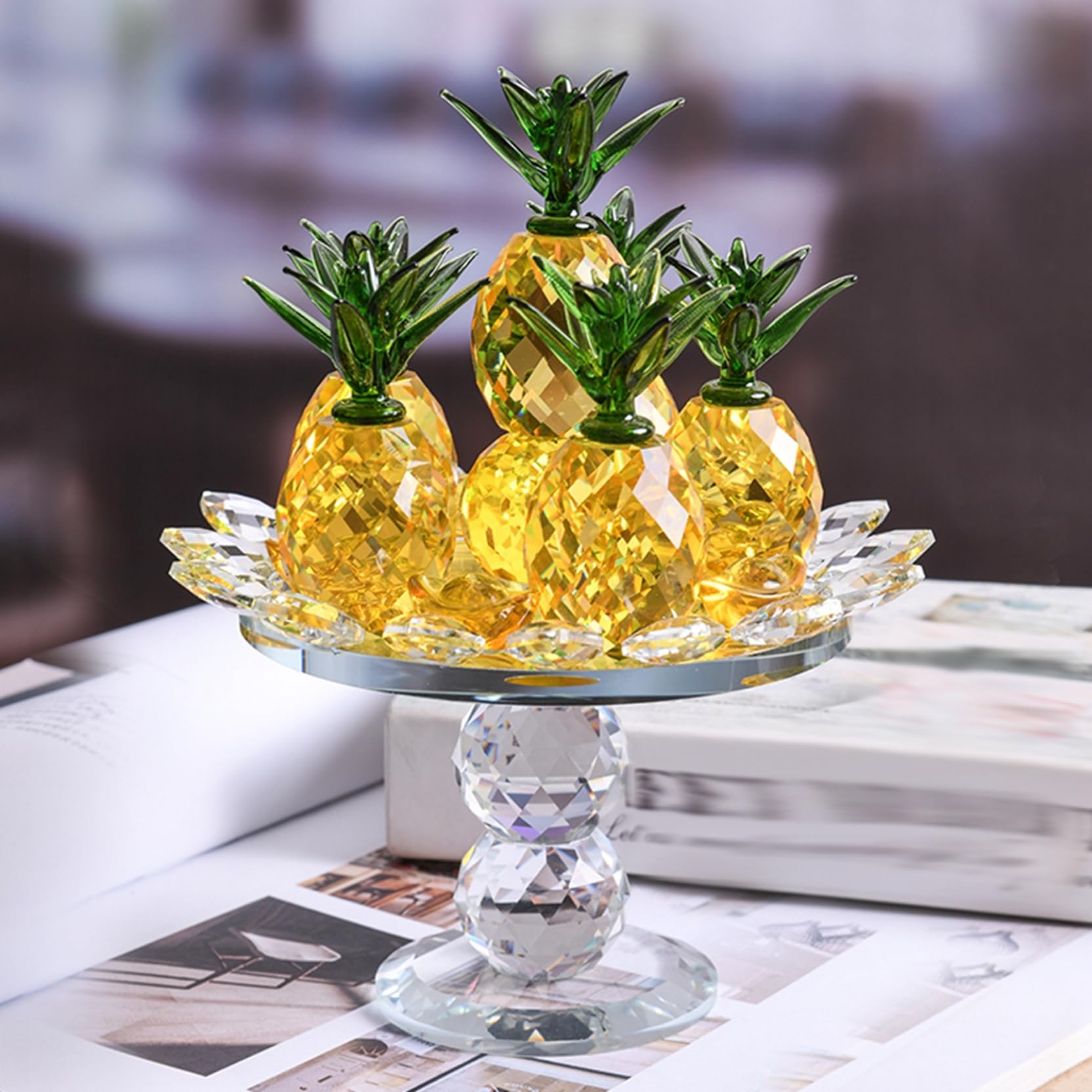 Amazon.co.jp: ガラス置物 パイナップル 果物皿 回転可能 K9クリスタル