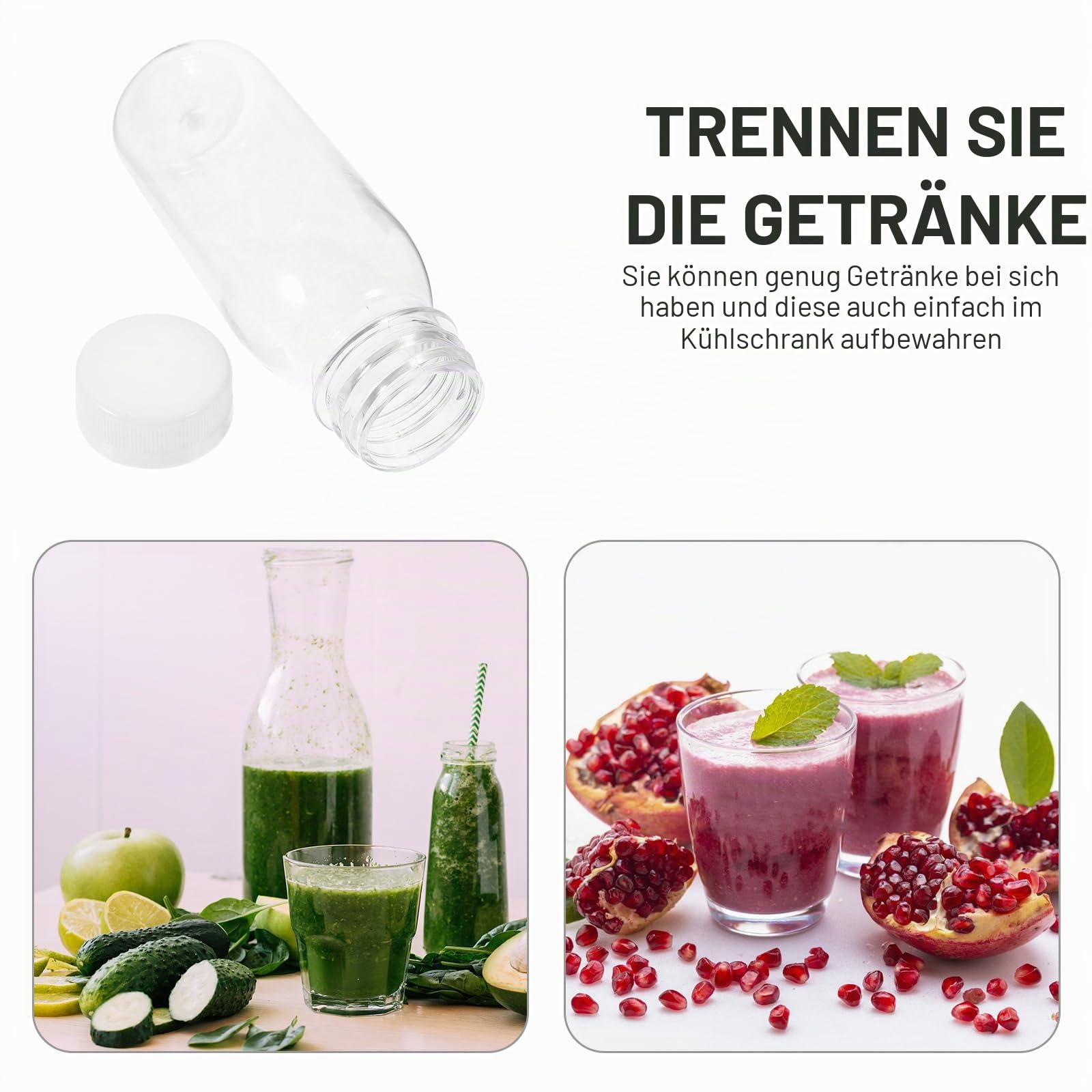 Housoutil Kunststoff Saftflaschen zum Befü, 200 Ml Milchflasche Aus Kunststoff, 10 Stück Wiederverwendbare Leere Smoothie-Flasche, Transparente Großgetränkebehälter Für Saft, Milch Und Andere Getränke