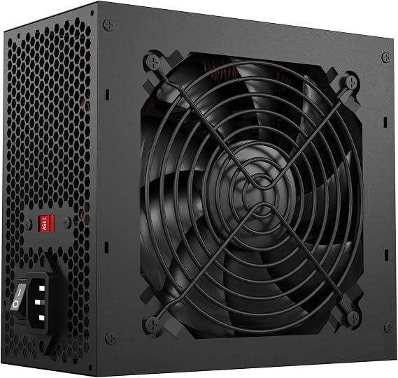 600W Non-Modular ATX Power Supply Protection, Non-Modular ATX Power Supply with 6+2 Pin Connectors, AC115-230v 120mm Silent Fan Gaming PSU Black.