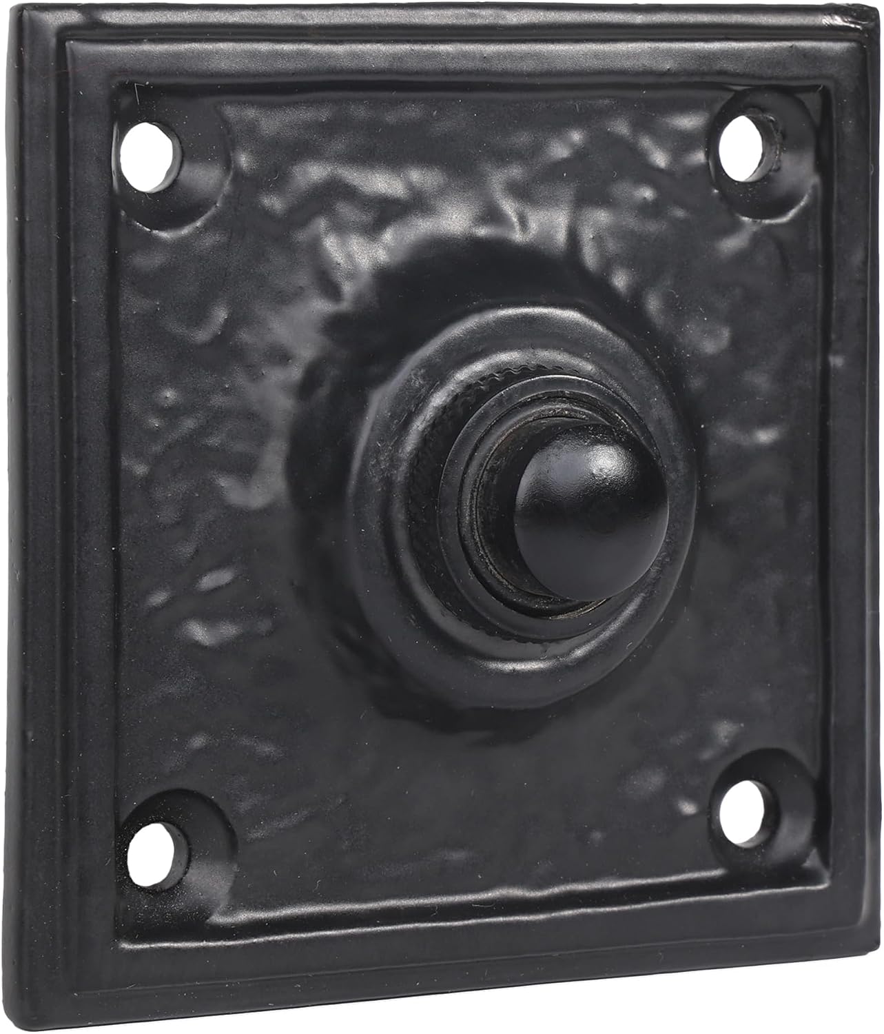 Skandh Iron Doorbell Chime Push Button Black Powder Coated Vintage Decorative Door Bell with Easy Installation 2.5" X 2.5" Inch