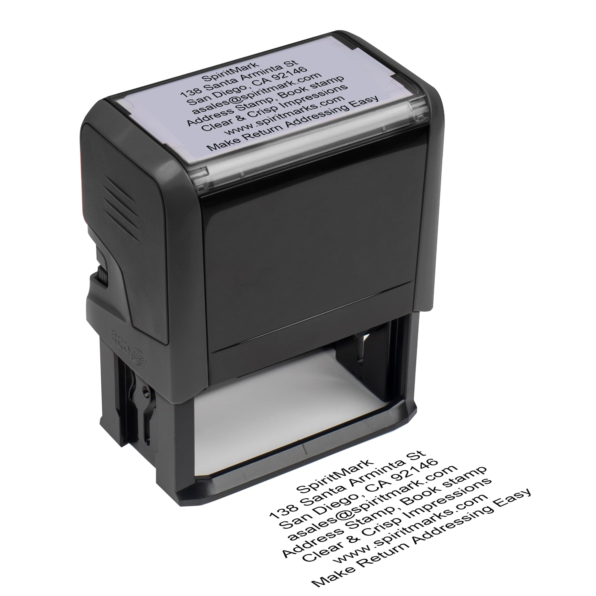 Custom Self-Inking Stamp – Personalized Rubber Stamp for Address, Office, Business - Choose from 18 Ink Colors and Colourful Stamp Device (UP to 8 Lines)