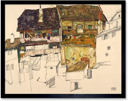Egon Schiele Old Houses In Krumau 1914 Art Print Framed Poster Wall Decor 12x16 inch