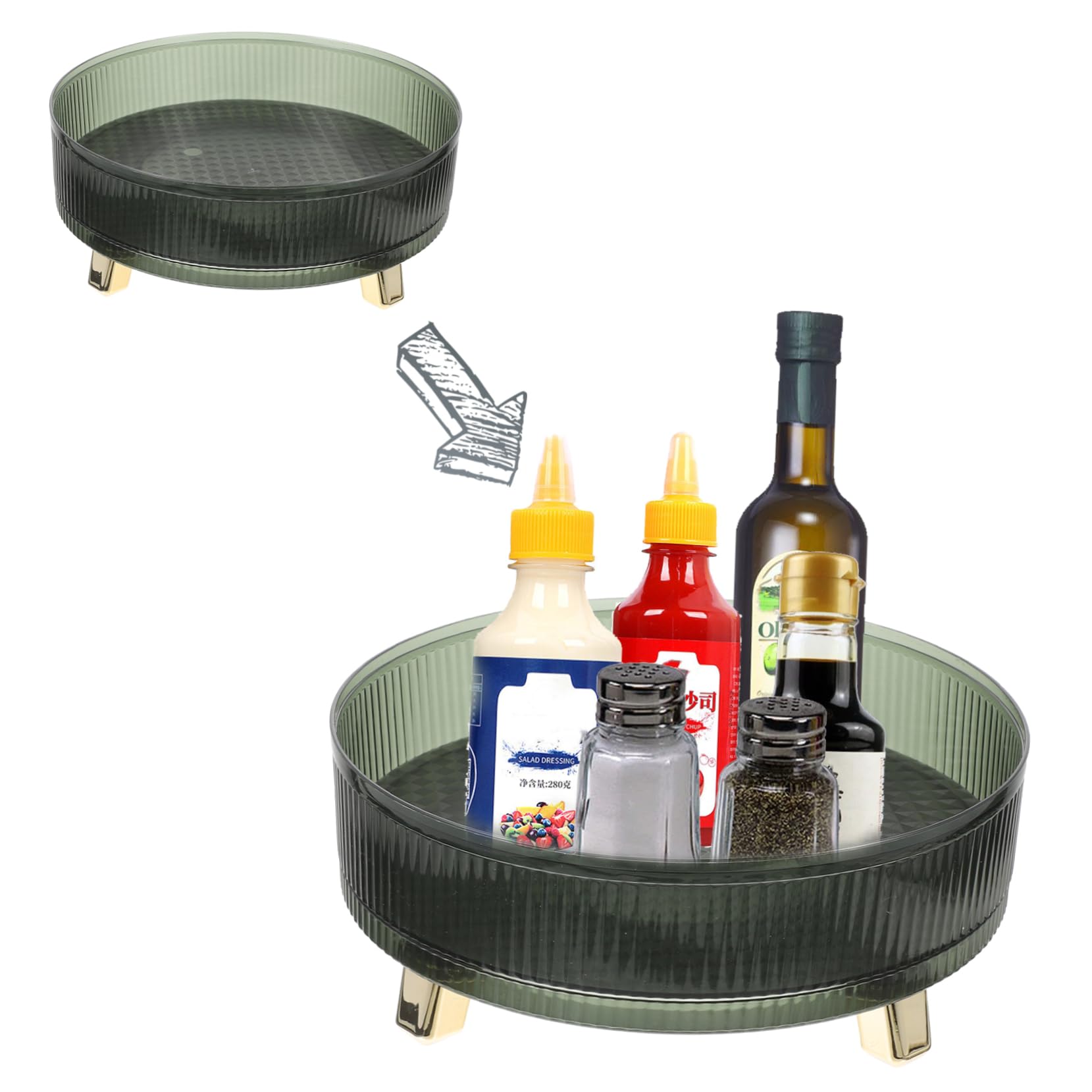 Organizer Rotante Rotondo in Pet e Abs Verde 360 Gradi