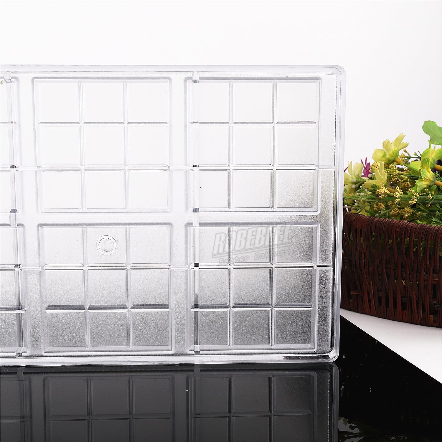 Square Checks Cube Shape Polycarbonate Chocolate Mold Candy Template Sugarcraft Maker Molding DIY Baking Tools (1 piece of 6 Cavities 9-well chocolate mold)