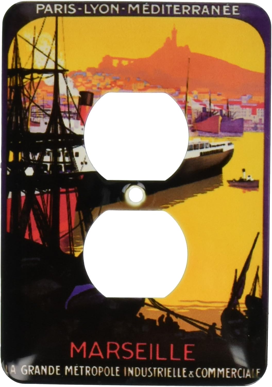 3dRose LLC lsp_149239_6 Vintage Paris Lyon Mediterranee Steam Ship Travel Poster 2 Plug Outlet Cover