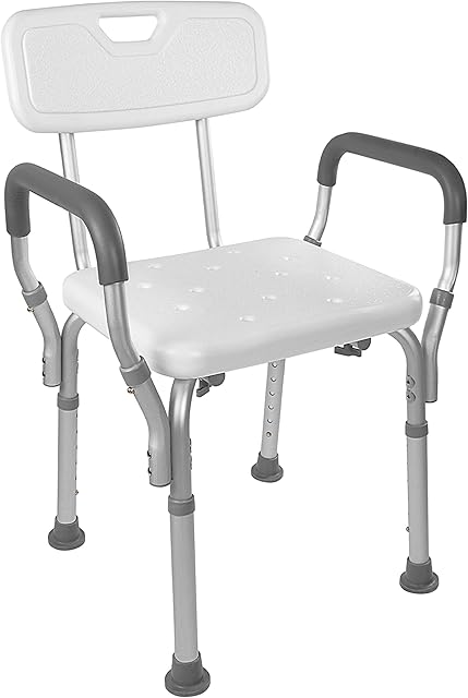 Vaunn Shower Chair Bath Seat With Padded Arms, Removable Back and Adjustable Legs, Bathtub Safety and Support
