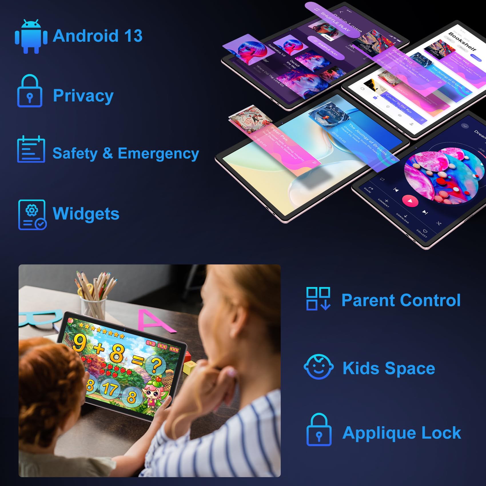 2025 Newest Tablet 10 Pollici Android,12GB RAM+128GB ROM (TF 1TB),FHD Tablets con 5G WiFi, Octa Core Processore,Widget, 6000mAh, 5+8MP, BT 5.0, GPS, 2 in 1 Tablet con Mouse e Tastiera (Oro rosa)