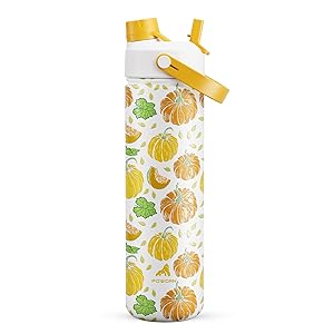 POWCAN 26 oz Insulated Water Bottle with 2-in-1 Straw and Spout Lid, Keep Cold 24H, Leak-Proof, Fits in Car Cup Holder, Stainless Steel Water Bottle for Sports, Travel, Gym and School (Pumpkin Patch)