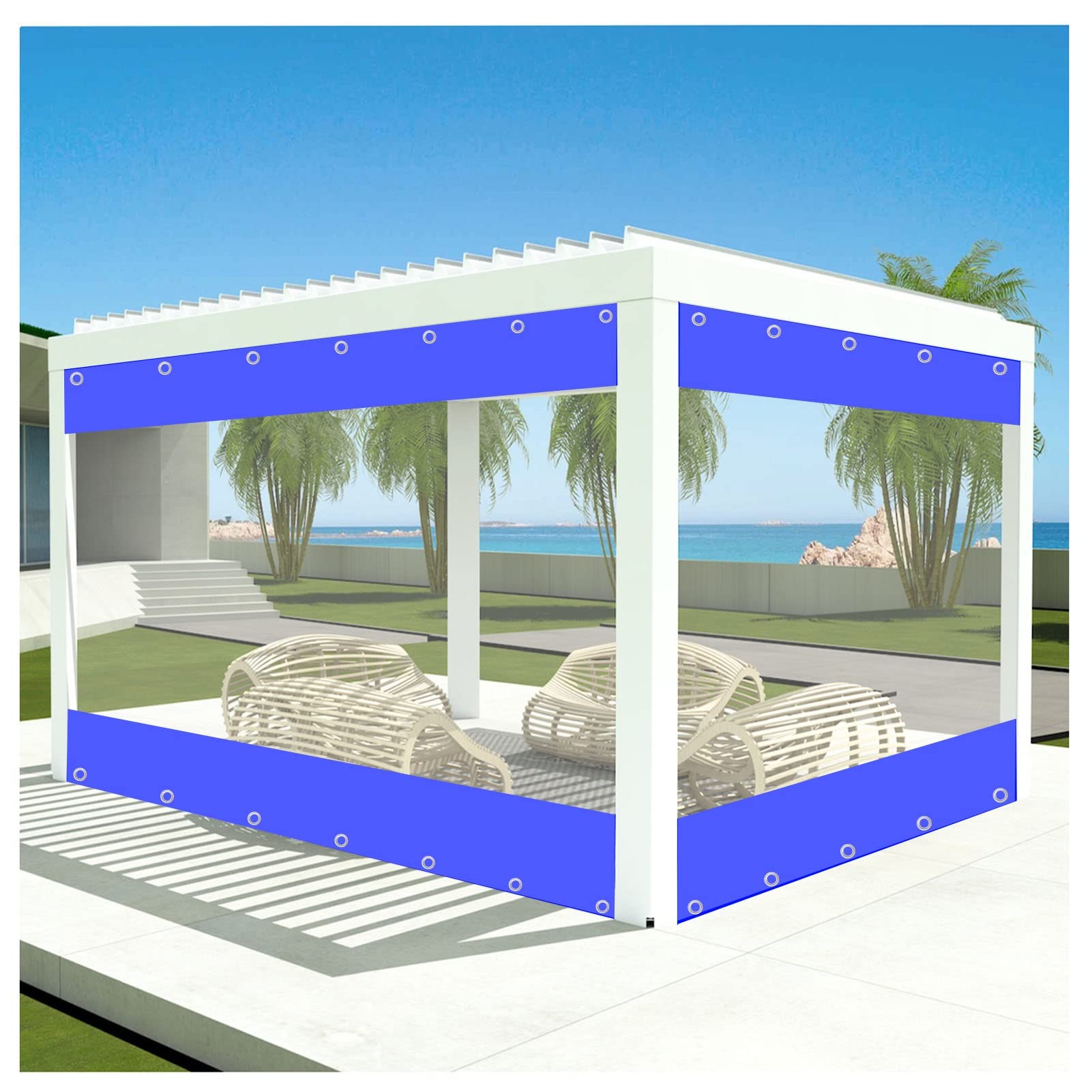 Tende impermeabili per esterni, resistenti, in PVC, antistrappo, per gazebo, pergolato, portico, multiuso (4,6 x 2,5 m)