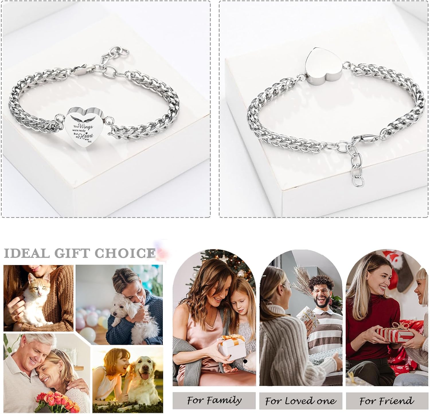 zeqingjw Heart Cremation Memorial Urn Bracelet for Ashes for Women Stainless Steel Adjustable Keepsake Bangle Cremation Memorial Ash Jewelry - Image 3