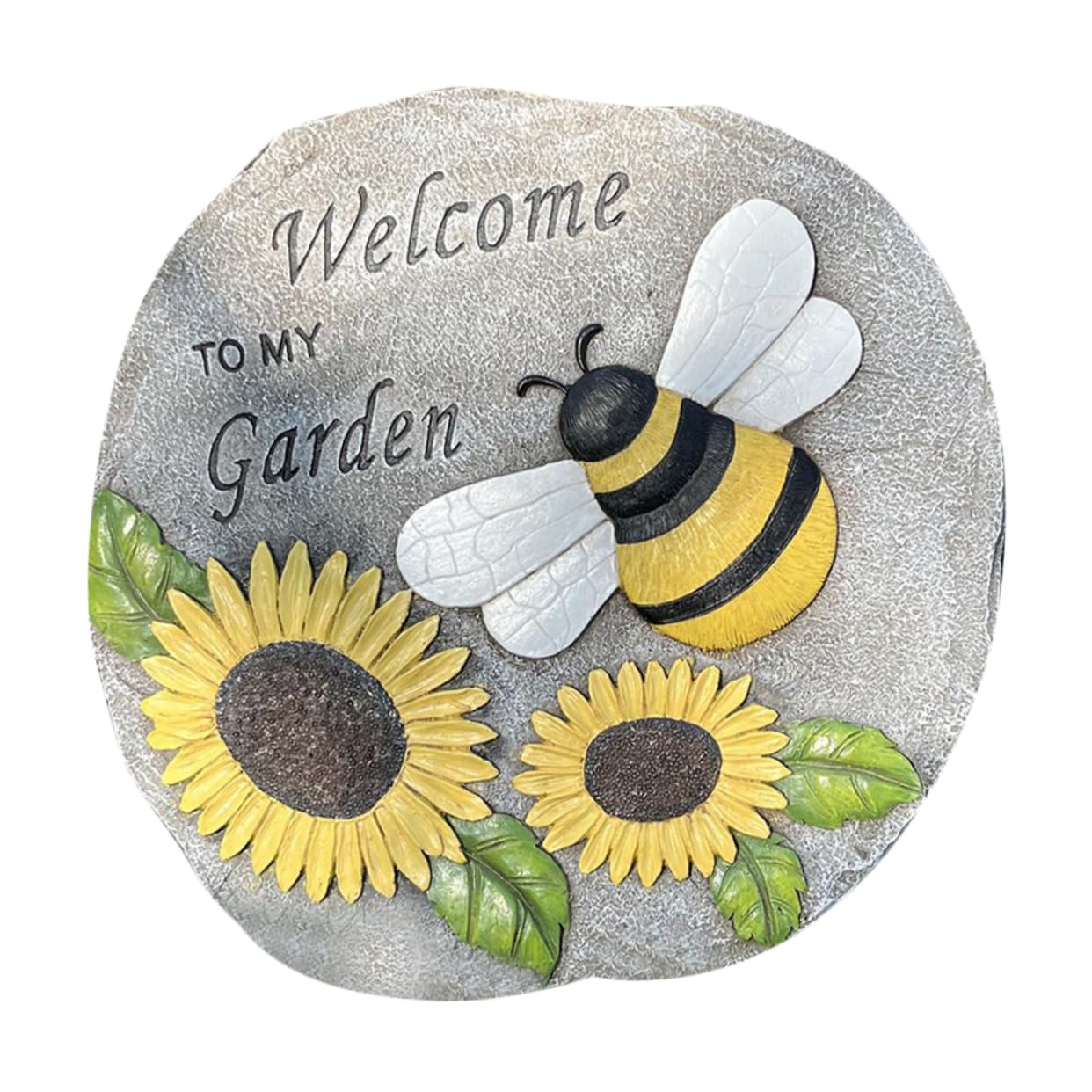 Garden Stepping Stones Bee and Sunflower Design Resin for Outdoor Patio Unique Footprint Dec