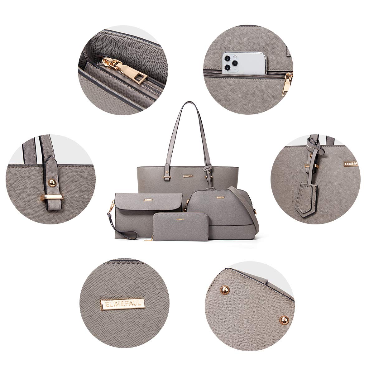 YTL Bolso de mano para mujer, grande, para hombro, bolso bandolera, monedero, tarjetero, juego de 4 piezas, para oficina, escuela, compras, viajes, regalo