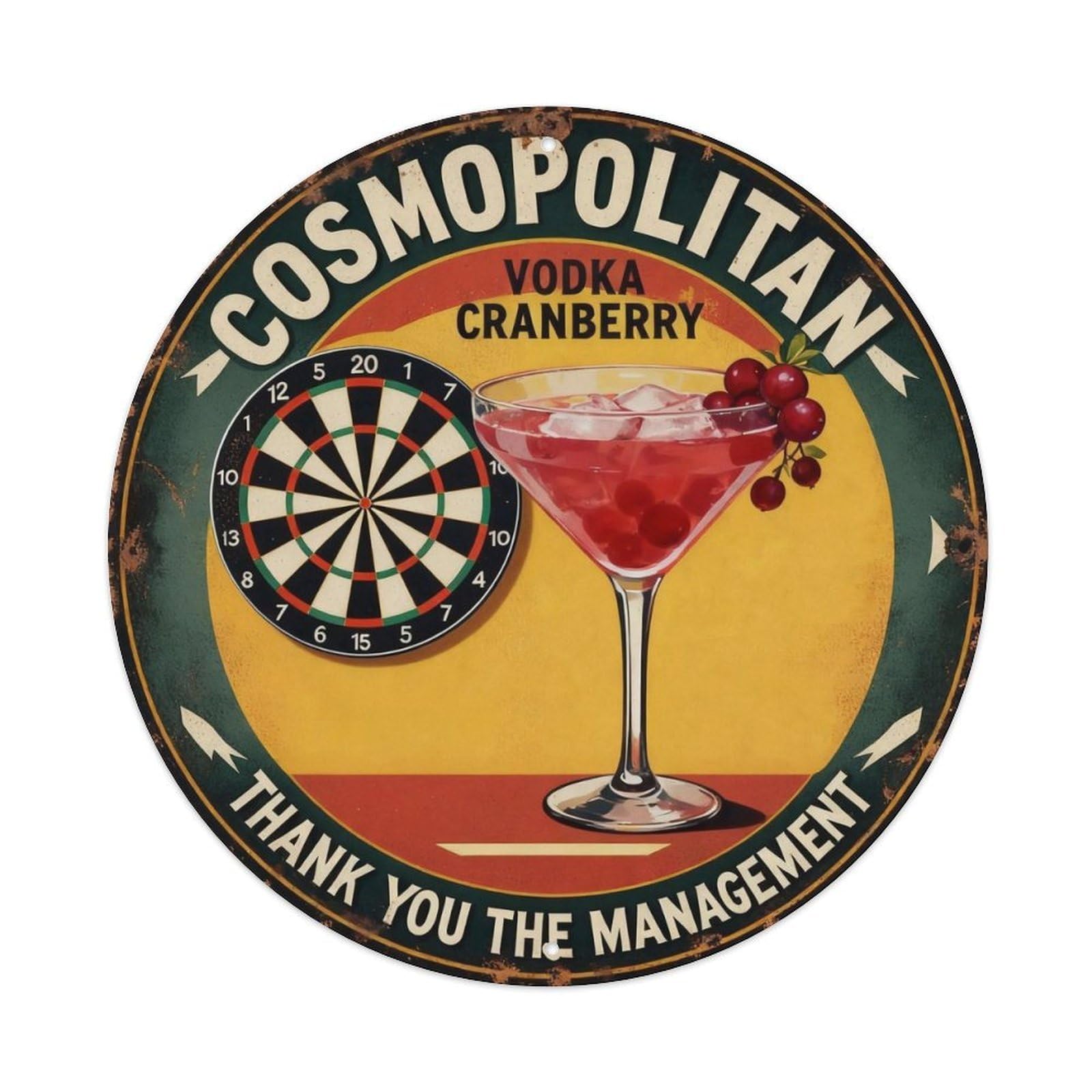Cosmopolitan Vodka Cranberry Metal Tin Sign Plaque