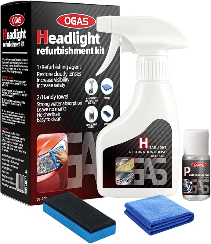 Kit de restauração de faróis OGAS com limpador, polidor e revestimento SiO₂ – 177 mL