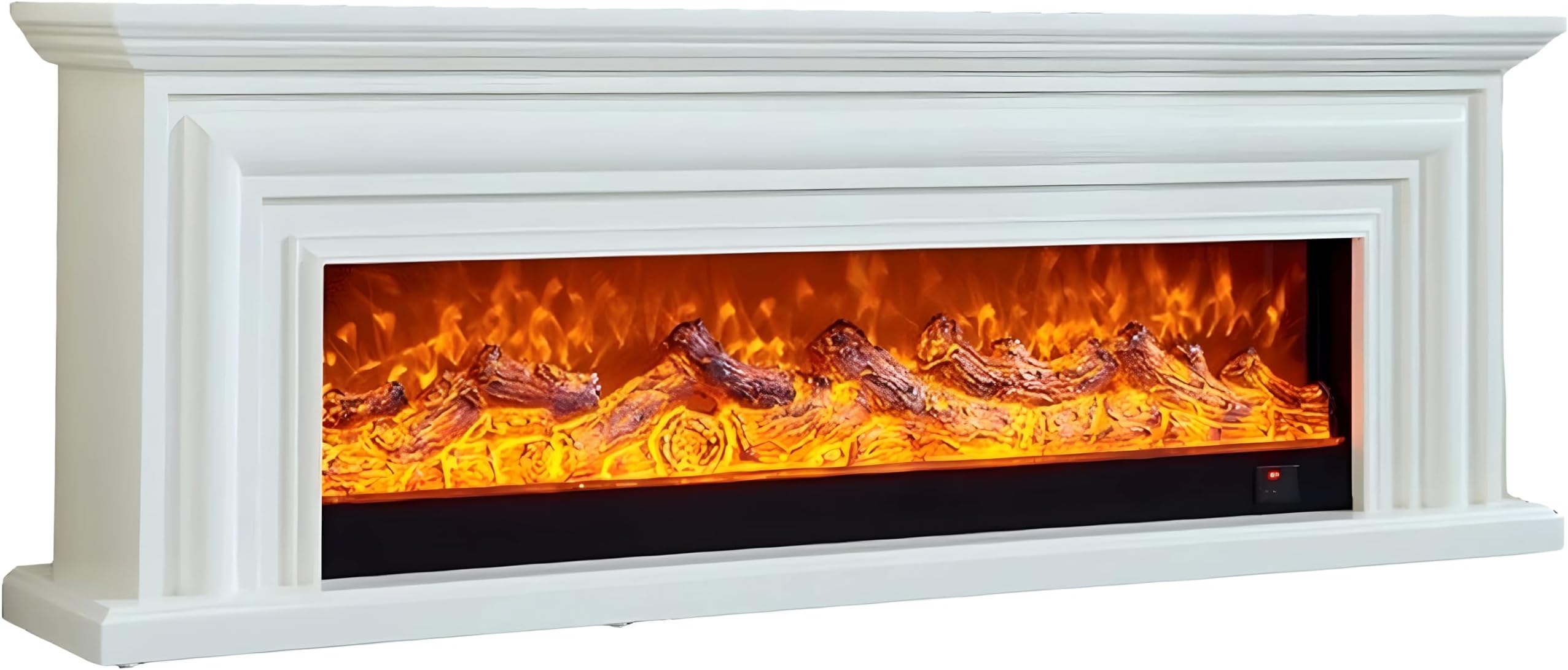 Electric Fireplace (180cm) with 1500W Heater, LED Wood Frame, Remote Control, Adjustable Flame, Beautiful TV Stand, Home Decorations (XL, 180cm, White)