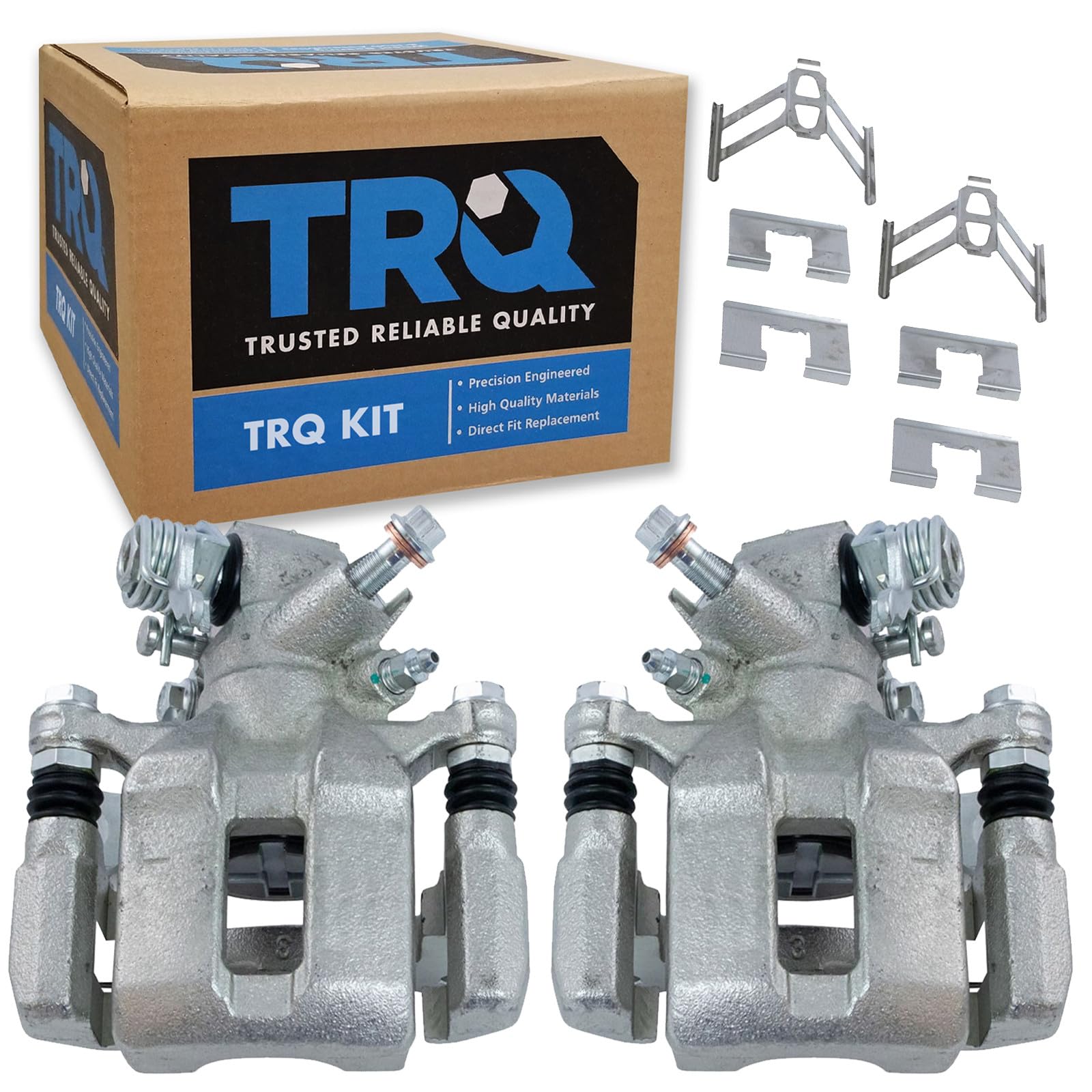 TRQ Rear Driver and Passenger Side Brake Caliper Set Caliper Brackets