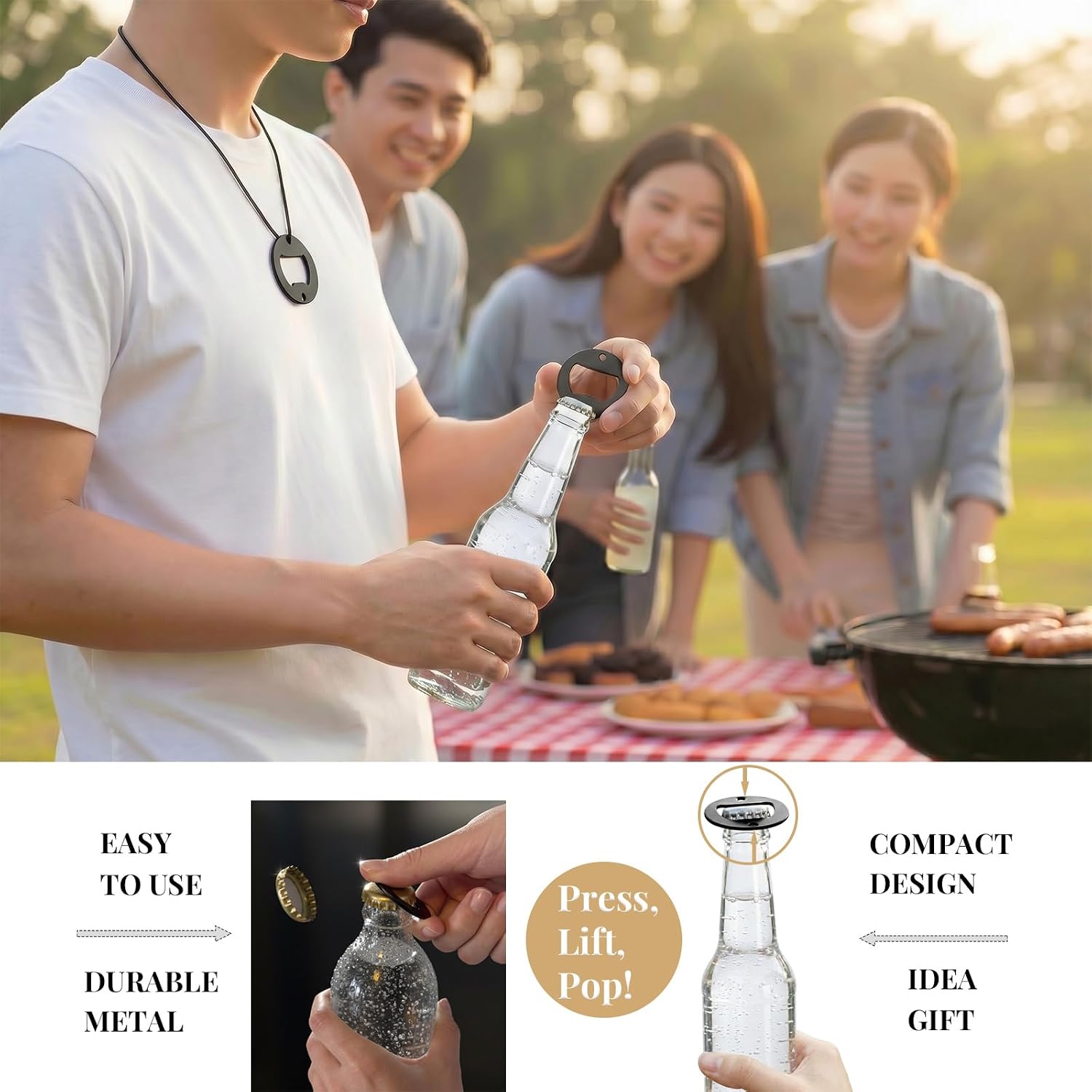 4 Rubber Jar Opener Grip Pads & 1 Cool Bottle Opener EDC Multi-Tool | Non-Slip Honeycomb Jar Gripper & Lid Opener | Coasters | Kitchen Gadgets | Gifts for Seniors with Arthritis & Weak Hands