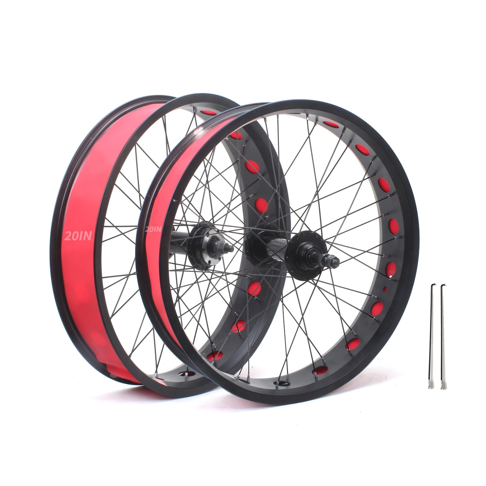 ZXGSXIOU 20in/24in/26in X 4.0" Fat Tire Bike Wheels Disc Brake Snow Front Rear Wheel Solid Shaft 135mm/195mm 36H Hubs Beach Wheelset For 7/8/9/10s Rotary Freewheel 14G Spokes E-Bike