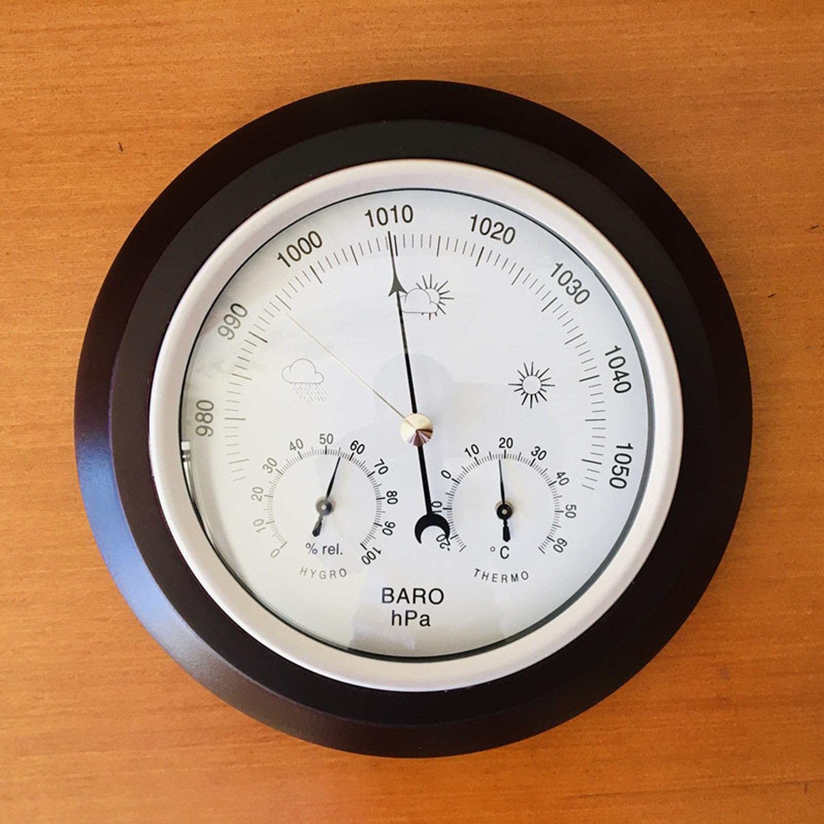 Barometr wewnętrzny, termometr, higrometr, manometr barometryczny, manometr atmosferyczny 180 mm, miernik temperatury i wilgotności, do ściany domu, łodzi rybackiej, pokój (kolor : B) (B)