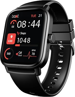 Boat Wave Call 3 Smartwatch 1.83” HD Display with Animated Watch Faces; BT Calling, Functional Crown, Multiple Sports Modes, IP68, HR, SpO2 Monitor, Smart Watches for Men & Women (Bold Black)