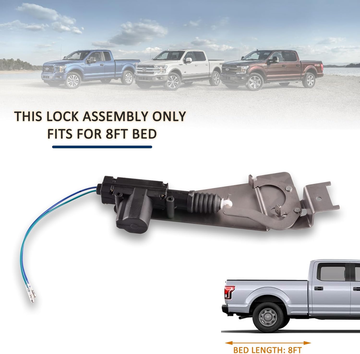 Power Tailgate Lock Compatible for Ford F-150 F-250 F-350 1997-2016 Anti-Theft Rear Latch Actuator Wiring Harness Assembly PL8250 Easy to Install Anti Theft Truck Tailgate Lock Replacement