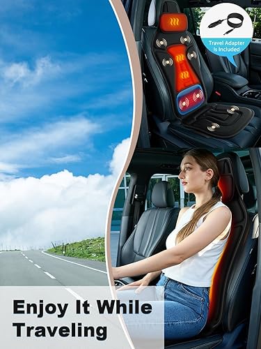 Miniatura 4 de Masajeador de espalda para silla con calor, almohadilla para silla de masaje con soporte lumbar y vibración, masajeador de asiento para personas
