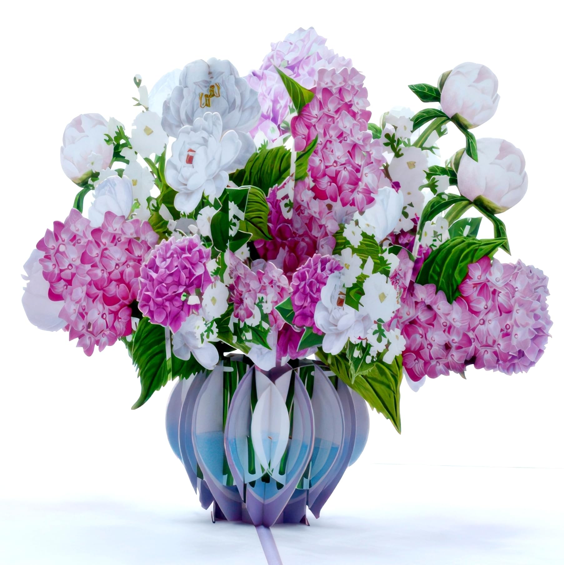 Teabug Cards Pink Hydrangea Bouquet Pop Up Card, 3D Blooming Love Greeting Card for Birthday, Mothers Day, Valentines Day, Anniversary, Thinking of
