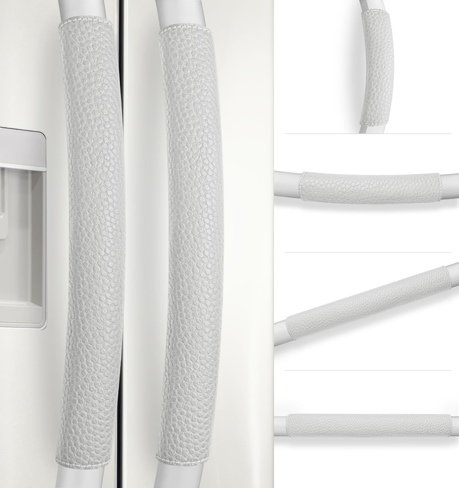 Refrigerator Handle Covers, 6 PCS, Adjustable Appliance Handle Covers, Keep Your Kitchen Clean, Microwave Oven Stove Dishwasher Handle Protector, Non Slip Fridge Handle Cover (Pearl Gray)