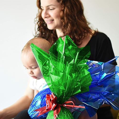 Miniatura 4 de Rollo de celofán verde, papel de regalo de celofán verde translúcido, 16 pulgadas de ancho x 100 pies de largo, rollos de celofán de colores para