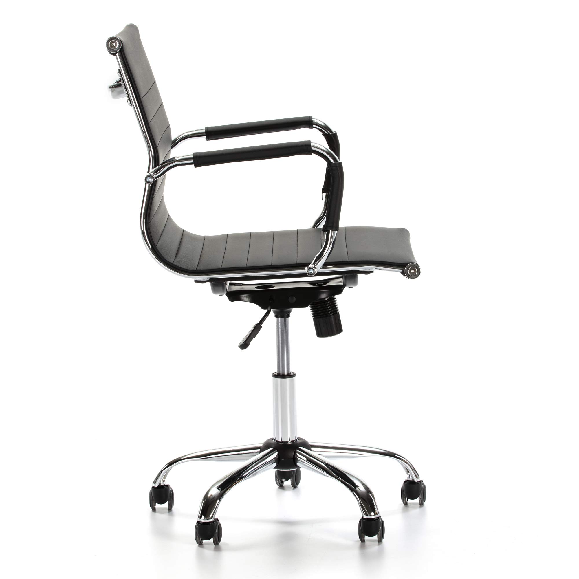 VS Venta-stock Sillón de Oficina Croma reclinable Negro, Piel sintética, Silla ejecutiva con reposabrazos y conjín engrosados, Altura Ajustable, Diseño ergonómico