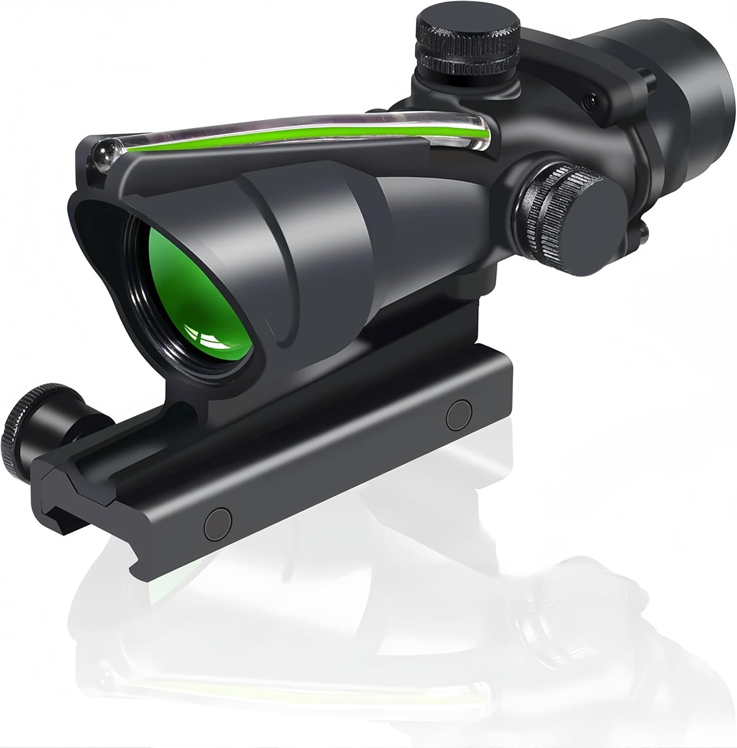 4x32 Hunting Scope with Fiber Optic Illuminated Reticle, Red/Green Dot Sight, Etched Glass Crosshair, 20mm Rail Mount for Outdoor Shooting Sports