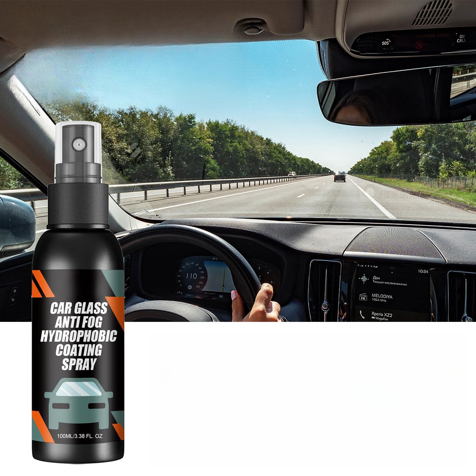 POSICHE Car Glass Anti-Fog Hydrophobic Coating Spray 100ml, Enhanced Visibility, Anti-Fog Protection, Hydrophobic & Anti-Streak, Clear & Crisp Vision, Long-Lasting Fog Resistance, more Driving Safety