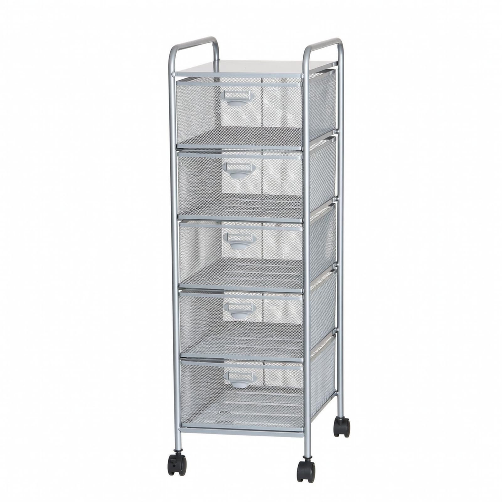 Gralara Carrito con Ruedas Metálico Diseño Estrecho vertical, Cajonera Metal con Ruedas, Multiusos, para Oficina, Dormitorio, Estudiantes, Plata